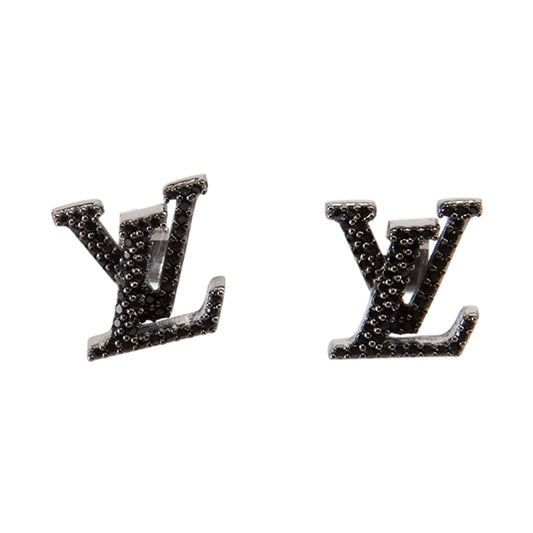 18K Louis Vuitton Iconic Black Crystal Stud Earrings