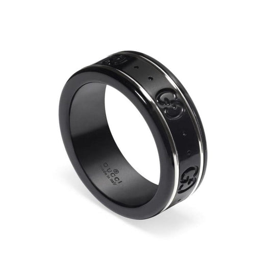 18K Double Gucci Icon Black Corundum Ring