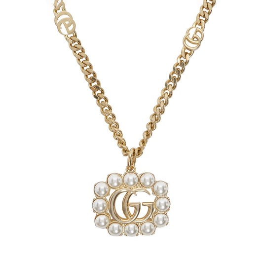 18K Double Gucci Pearl Double Gucci Necklace