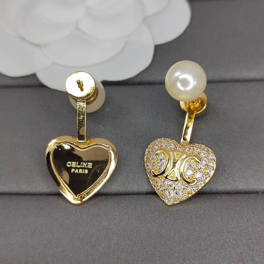 18K Celine Diamond Heart Earrings