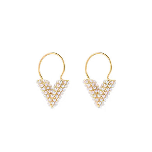 18K Louis Vuitton Essential V Perle Hoop Earrings